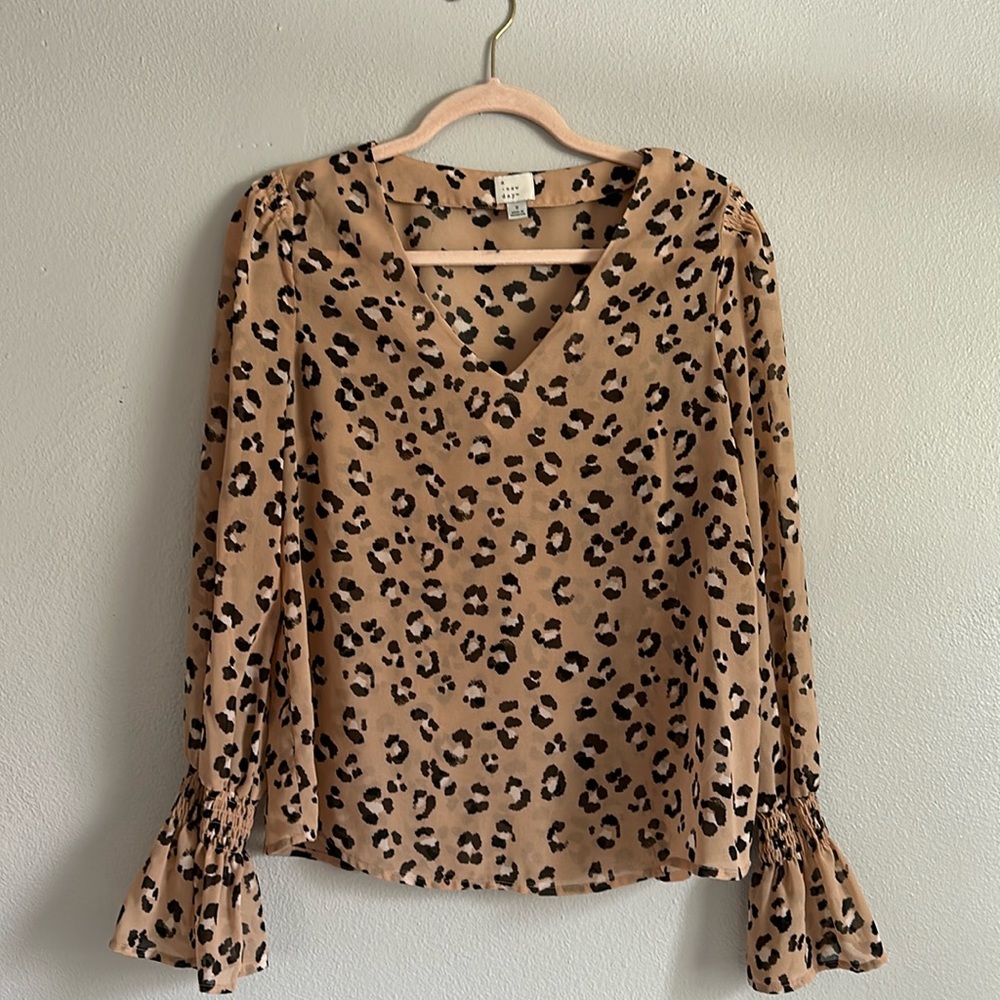 Leopard Print Sheer Blouse